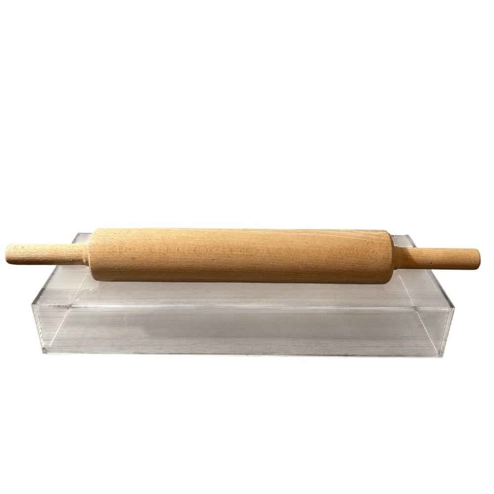 Raw wood Rolling pin metal center Rounded‎ handles Farmhouse